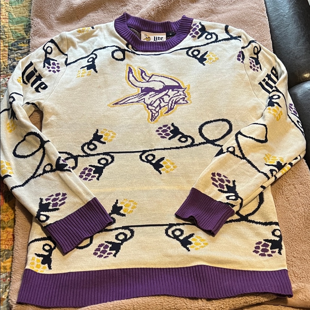 Women's Cream and Purple Sweater